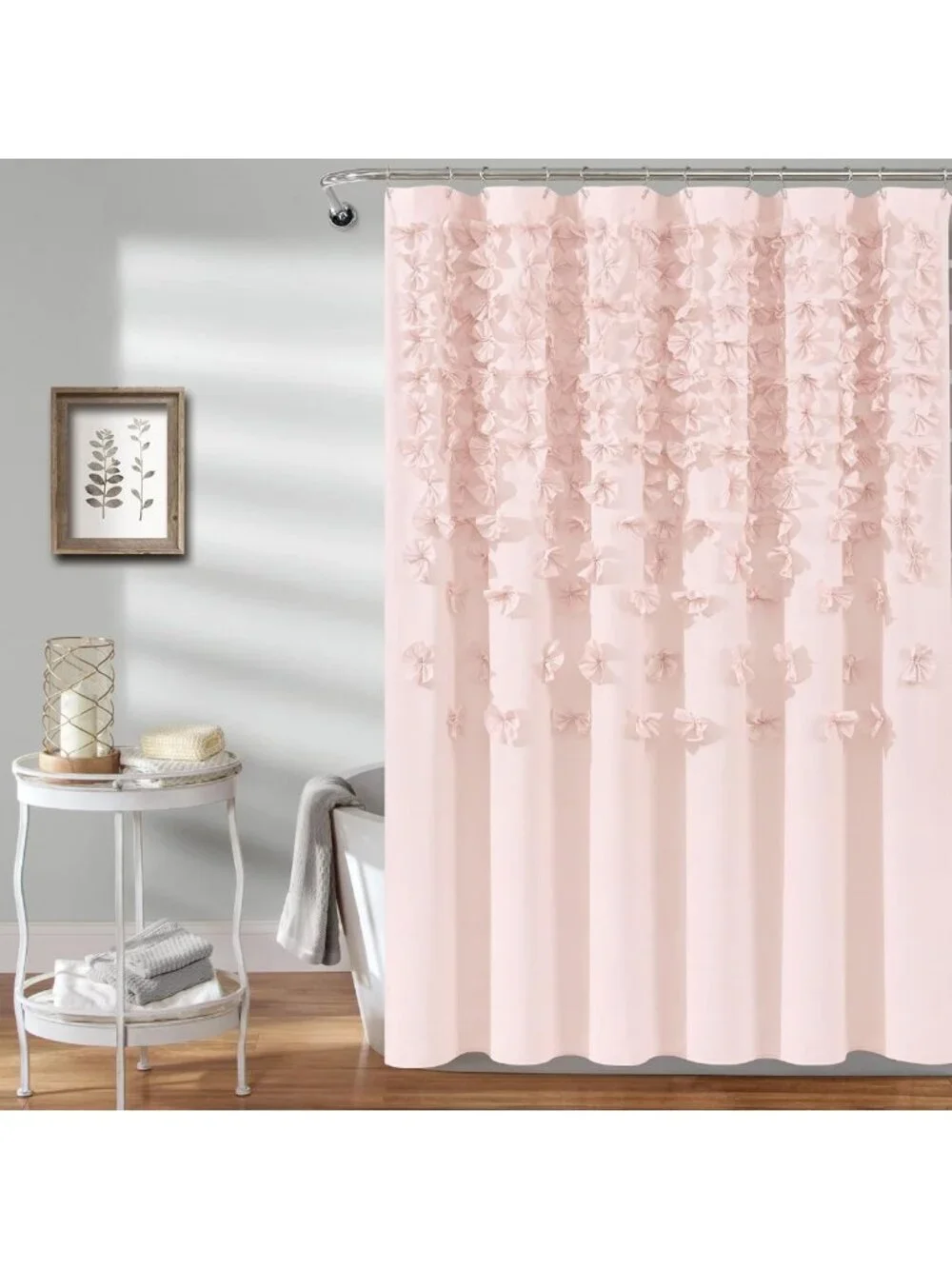 Blush Pink Floral Shower Curtain 72